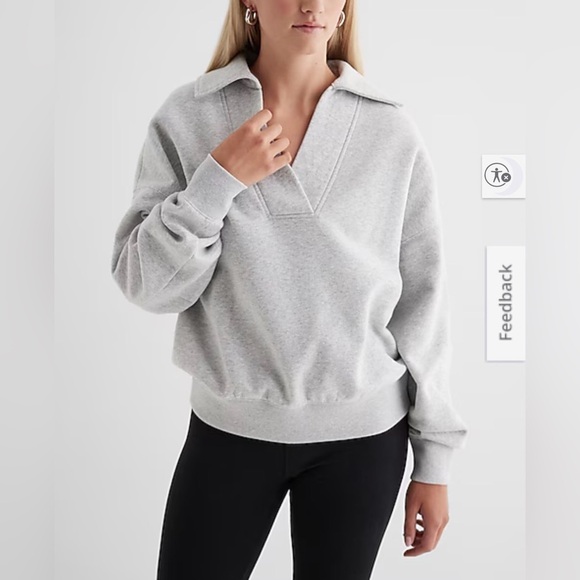 Express Tops - Express Heather Gray Fleece Top